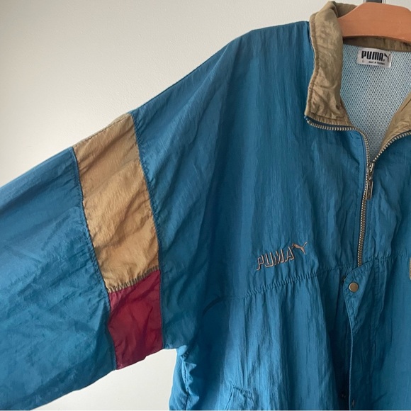 Vintage Puma Windbreaker Jacket Blue Retro Mens Size Large - Picture 4 of 8